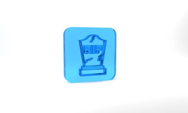 Blue Tombstone Rip Written Icon Isolated Grey Background Grave Icon — Photo