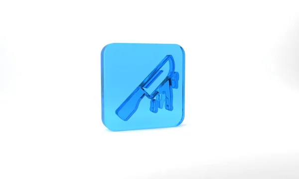 Blue Bloody Knife Icon Isolated Grey Background Cutlery Symbol Happy — Stockfoto