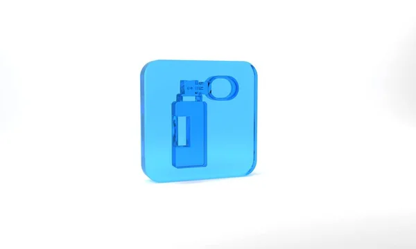Blue Perfume Icon Isolated Grey Background Glass Square Button Illustration — Foto Stock