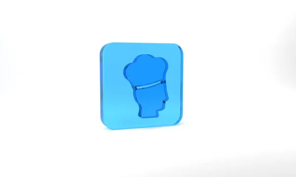 Blue Italian Cook Icon Isolated Grey Background Glass Square Button — ストック写真
