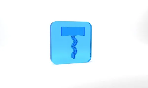 Blue Wine Corkscrew Icon Isolated Grey Background Glass Square Button — ストック写真