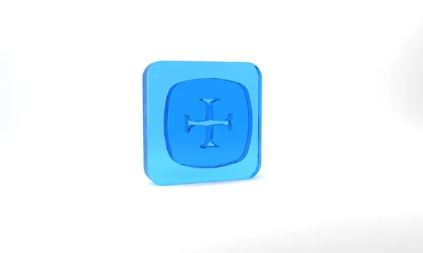 Blue Crusade Icon Isolated Grey Background Glass Square Button Illustration — ストック写真