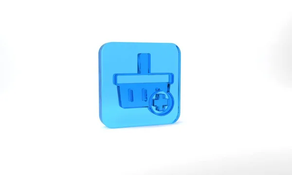 Blue Add Shopping Basket Icon Isolated Grey Background Online Buying — Stock Photo, Image