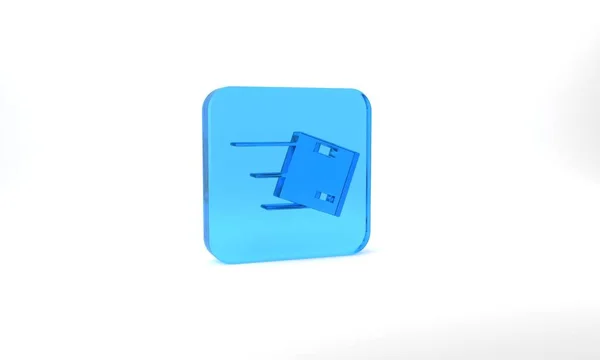 Blue Location Cardboard Box Icon Isolated Grey Background Delivery Services — 图库照片