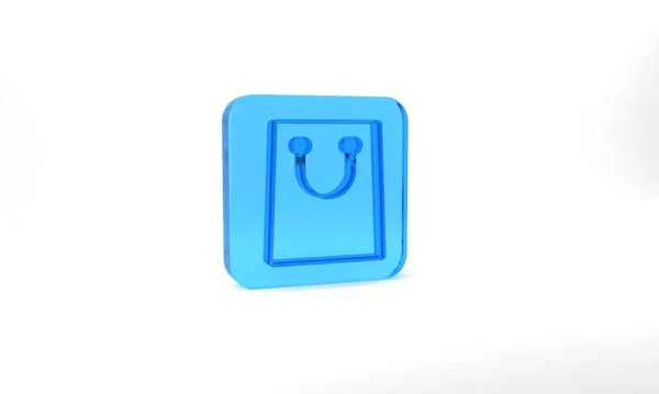 Blue Paper Shopping Bag Icon Isolated Grey Background Package Sign — 图库照片