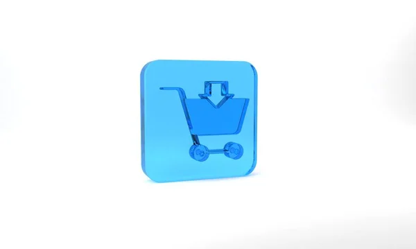 Blue Add Shopping Cart Icon Isolated Grey Background Online Buying —  Fotos de Stock