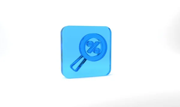 Blue Magnifying Glass Percent Discount Icon Isolated Grey Background Discount — 图库照片