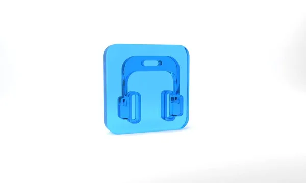 Blue Headphones Icon Isolated Grey Background Earphones Concept Listening Music — Foto Stock
