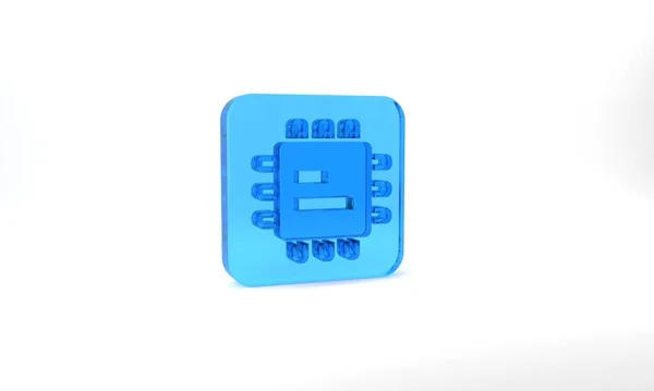 Blue Computer Processor Microcircuits Cpu Icon Isolated Grey Background Chip — ストック写真