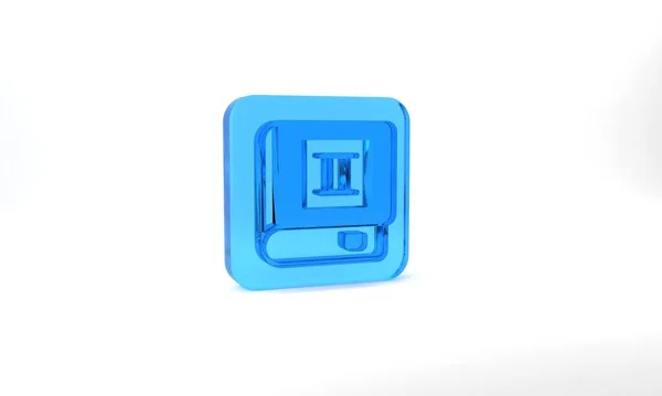 Blue Book Icon Isolated Grey Background Second Volume Glass Square — 스톡 사진