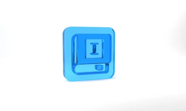 Blue Book Icon Isolated Grey Background First Volume Glass Square — Stock Photo, Image