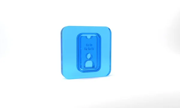 Blue Taxi Driver License Icon Isolated Grey Background Glass Square — ストック写真