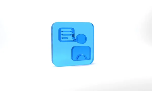 Blue Taxi Driver Icon Isolated Grey Background Glass Square Button — Stock Photo, Image