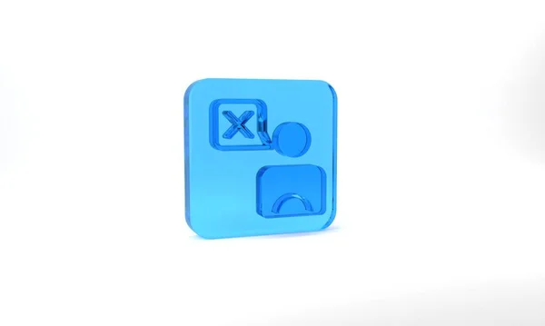 Blue Taxi Driver Icon Isolated Grey Background Glass Square Button — Stock Photo, Image