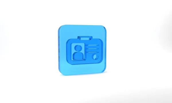 Blue Taxi Driver License Icon Isolated Grey Background Glass Square — 스톡 사진