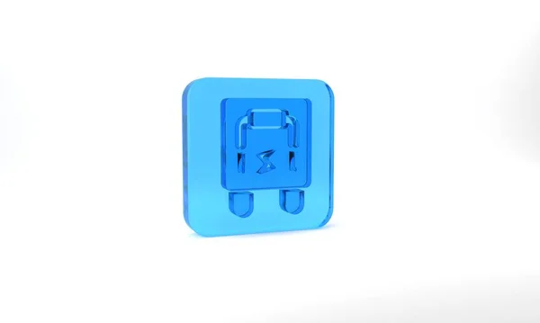 Blue Electrical Panel Icon Isolated Grey Background Switch Lever Glass — Zdjęcie stockowe