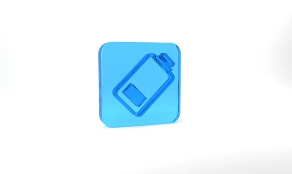 Blue Battery Charge Level Indicator Icon Isolated Grey Background Glass — ストック写真