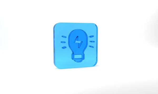Blue Creative Lamp Light Idea Icon Isolated Grey Background Concept — Fotografia de Stock