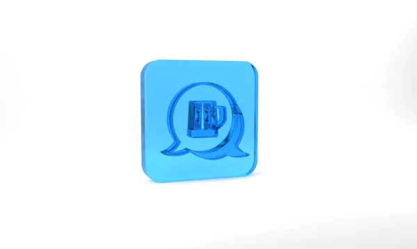 Blue Wooden Beer Mug Icon Isolated Grey Background Glass Square — 图库照片