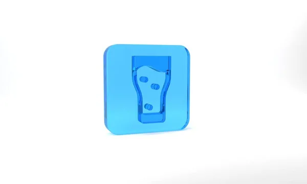 Blue Glass Beer Icon Isolated Grey Background Glass Square Button — Stockfoto
