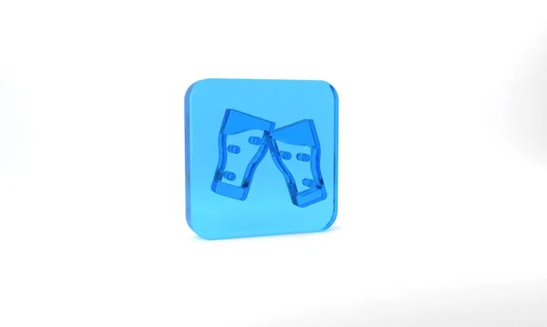 Blue Glass Beer Icon Isolated Grey Background Glass Square Button — Stockfoto