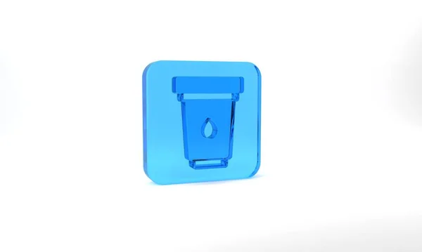 Blue Water Filter Cartridge Icon Isolated Grey Background Glass Square — Stockfoto