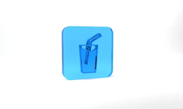 Blue Glass Water Icon Isolated Grey Background Soda Glass Glass — Stockfoto