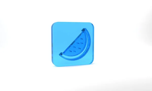 Blue Watermelon Icon Isolated Grey Background Glass Square Button Illustration — Stok fotoğraf
