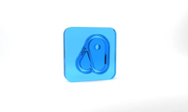 Blue Steak Meat Icon Isolated Grey Background Glass Square Button — Stockfoto