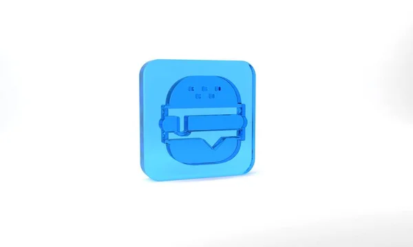 Blue Burger Icon Isolated Grey Background Hamburger Icon Cheeseburger Sandwich — ストック写真