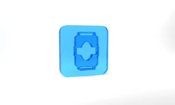 Blue Soda Can Icon Isolated Grey Background Glass Square Button — Stok fotoğraf