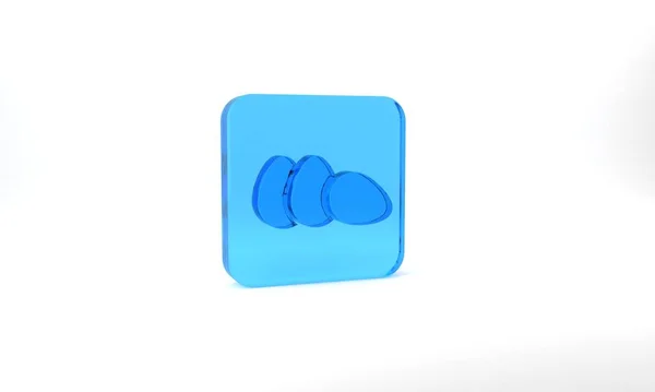 Blue Chicken Egg Icon Isolated Grey Background Glass Square Button — ストック写真