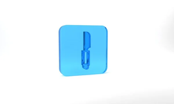 Blue Knife Icon Isolated Grey Background Cutlery Symbol Glass Square — Stock Photo, Image