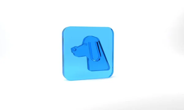 Blue Hunting Dog Icon Isolated Grey Background Glass Square Button — Stockfoto