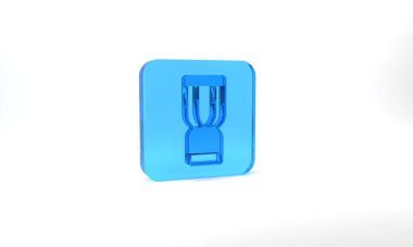 Blue African djembe drum icon isolated on grey background. Musical instrument. Glass square button. 3d illustration 3D render.