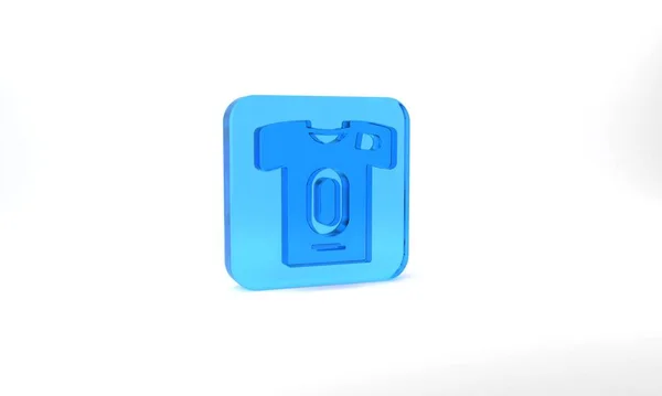 Blue Football Jersey Shirt Icon Isolated Grey Background Glass Square — Stockfoto