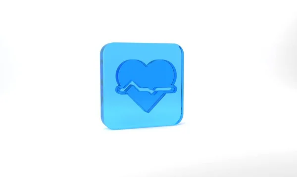 Blue Heart Rate Icon Isolated Grey Background Heartbeat Sign Heart — 图库照片