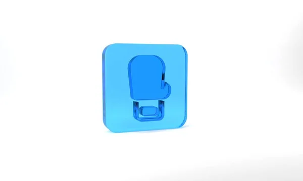Blue Boxing Glove Icon Isolated Grey Background Glass Square Button — Stockfoto