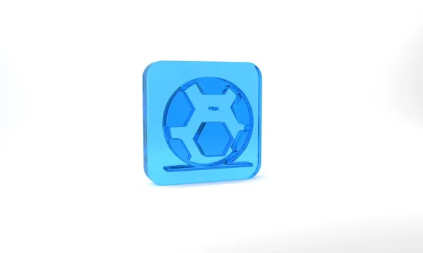 Blue Soccer Football Ball Icon Isolated Grey Background Sport Equipment — ストック写真