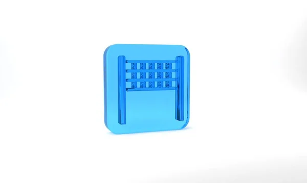 Blue Volleyball Net Icon Isolated Grey Background Glass Square Button — Stock Photo, Image