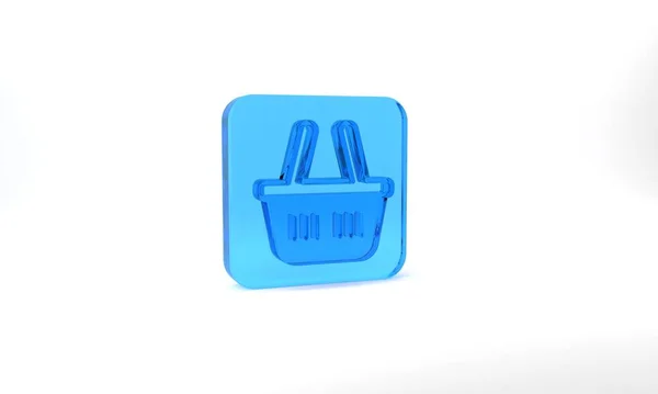 Blue Shopping Basket Icon Isolated Grey Background Online Buying Concept — 图库照片