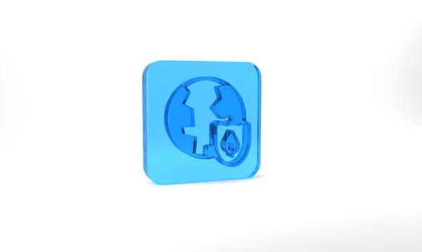 Blue Earth Shield Icon Isolated Grey Background Insurance Concept Security — Stockfoto