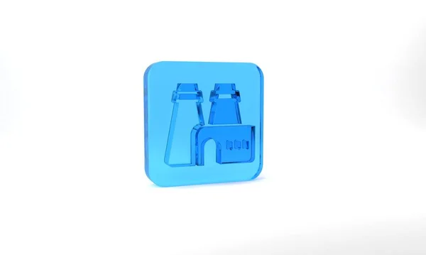 Blue Factory Production Icon Isolated Grey Background Industrial Building Glass — Stockfoto