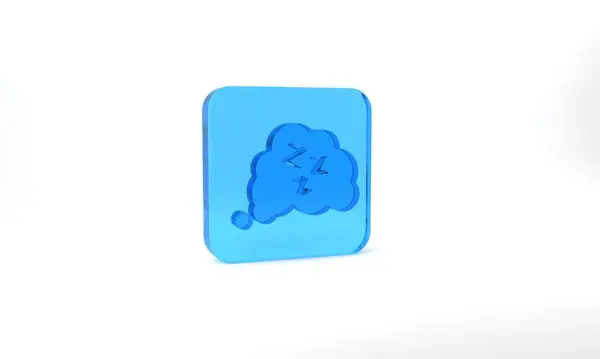 Blue Sleepy Icon Isolated Grey Background Sleepy Zzz Talk Bubble — Stock Fotó