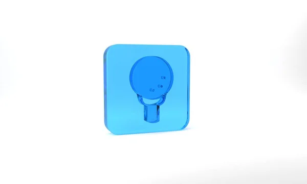 Blue Golf Ball Tee Icon Isolated Grey Background Glass Square — ストック写真