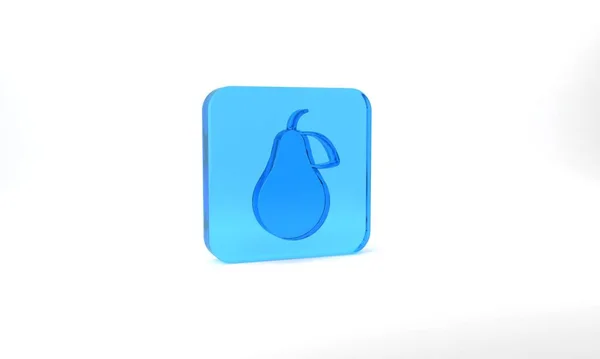 Blue Pear Icon Isolated Grey Background Fruit Leaf Symbol Glass — ストック写真