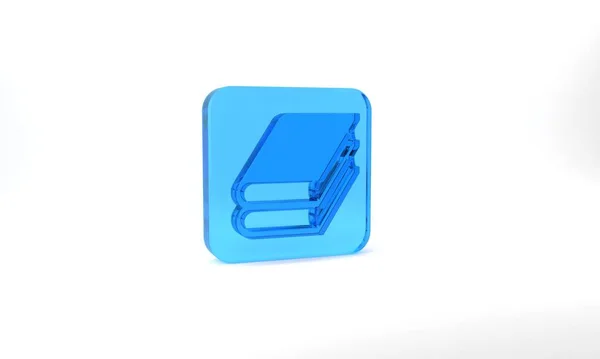 Blue Book Icon Isolated Grey Background Glass Square Button Illustration — Stockfoto