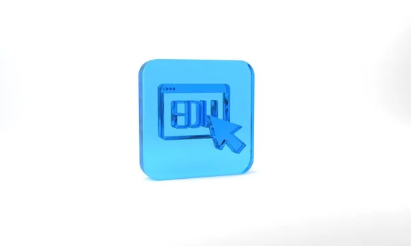 Blue Online Education Graduation Icon Isolated Grey Background Online Teacher — Stockfoto