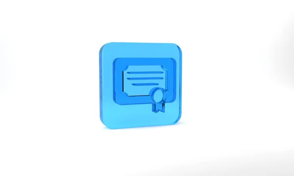 Blue Certificate Template Icon Isolated Grey Background Achievement Award Degree — 图库照片
