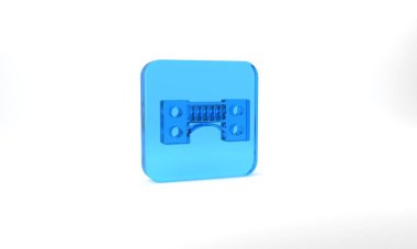 Blue Playground kids bridge icon isolated on grey background. Glass square button. 3d illustration 3D render.